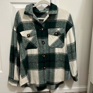 Green plaid shacket